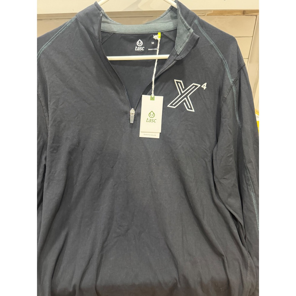 Tasc Performance Mens Black Bamboo Cotton Quarter Zip Pullover Shirt Size M NEW
